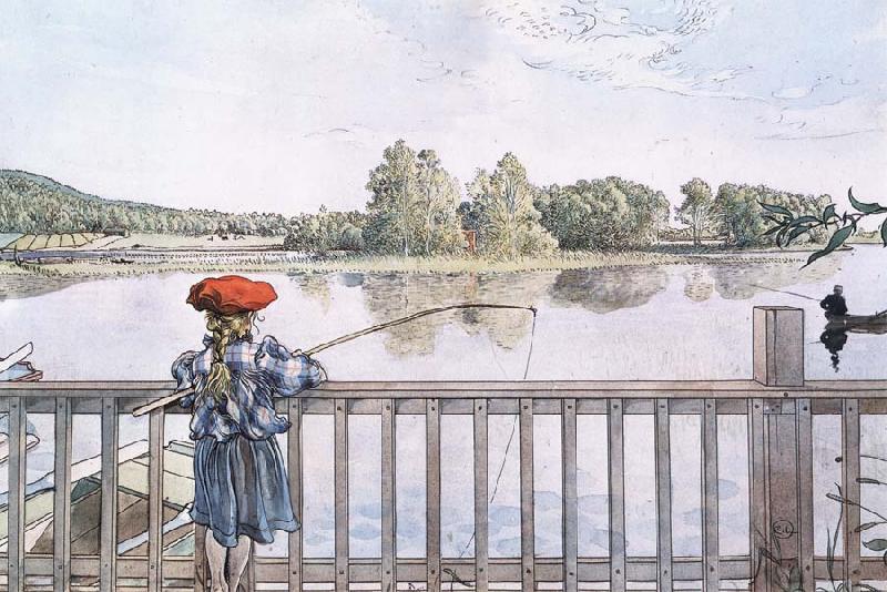 Carl Larsson Fishing oil painting image